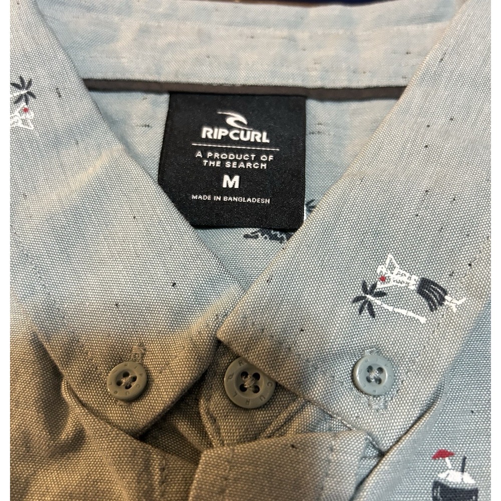 NWT Rip Curl Skelly Beach Hawaiian Button Shirt Men's Medium Blue Lagoon 59.95 - Picture 5 of 8